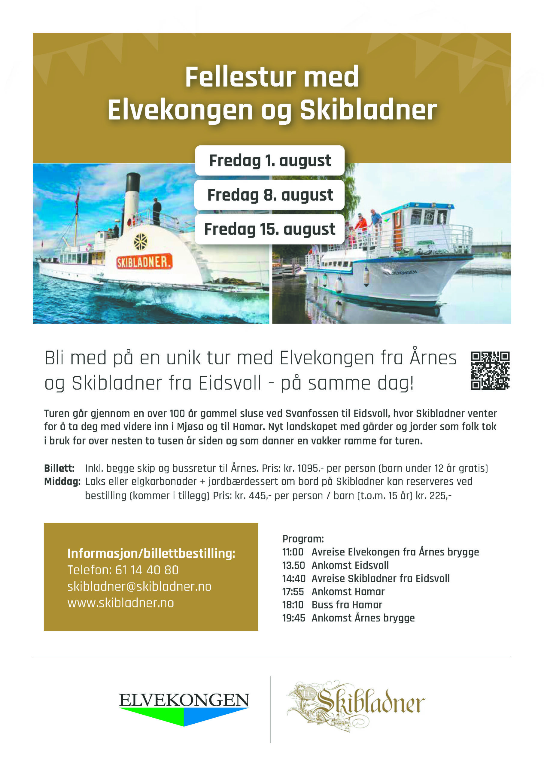 PLakat fFellesstur Skibladner+ Elvekongen